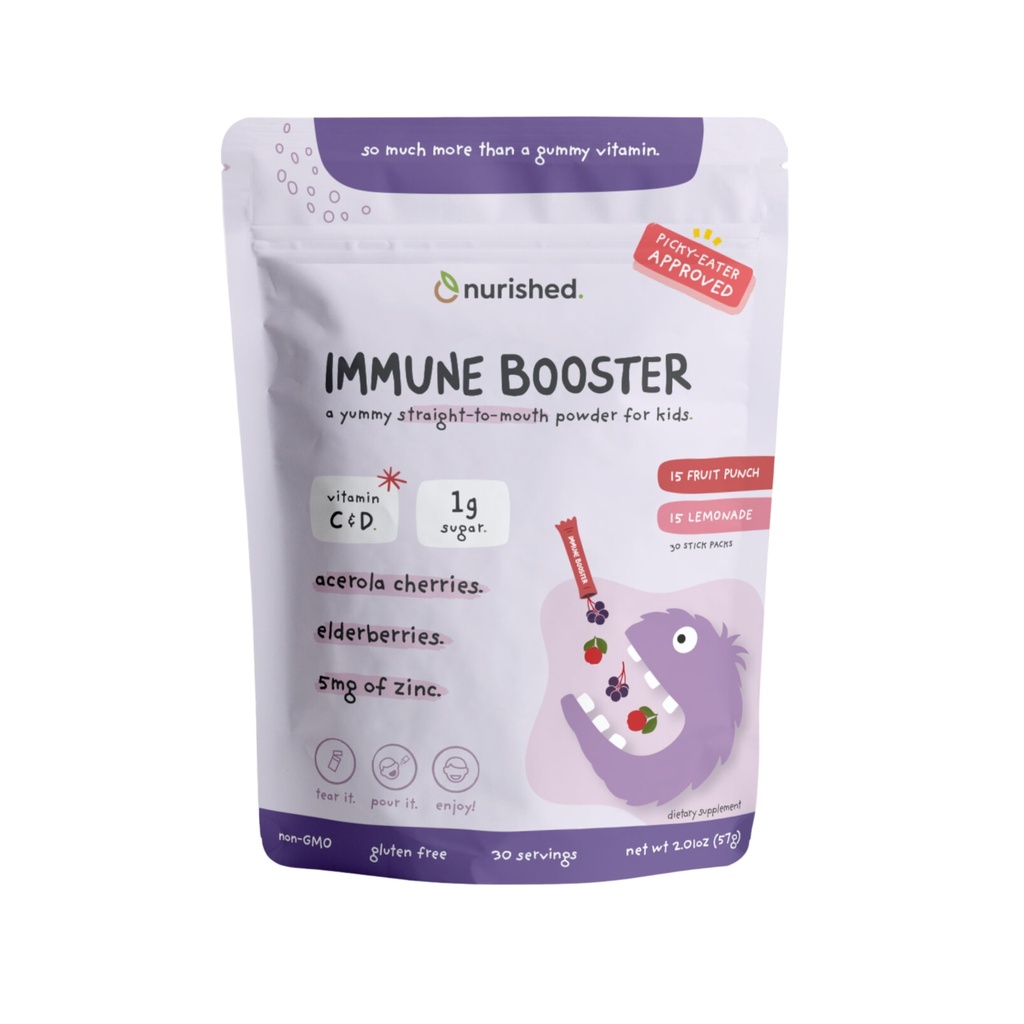 Lapset Immuuni Booster kanssa Elderberry, Acerola Cherry, Sinkki, C-vitamiinit & D - Suora-suu-jauhe - 30 Tarjoilut - 2 Makuja