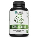 Zhou Total Greens - Super Greens Supplements, Daily Veggie Pills, Superfood Tabs, Vegetable Supplements for Adults, Vitamin Tablets - 120 tabletter