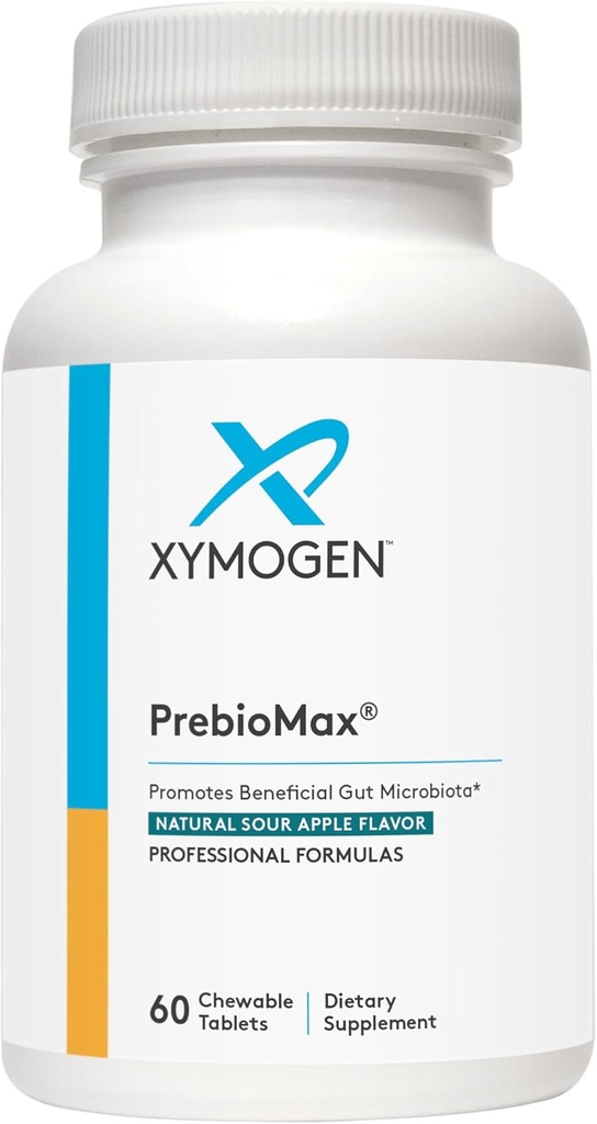 XYMOGEN PrebioMax Prebiotic Fiber Supplement - Xylooligosackarider (XOS) för att hjälpa till att upprätthålla Digestive Health + Support Hälsosam mikrobiell aktivitet i GI Tract - Sour Apple (60 Chewable tabletter)