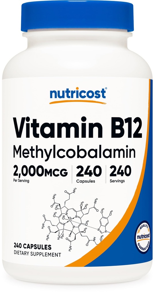 Nutricost Vitamin B12 (Methylcobalamin) 2000mcg, 240 kapslar - Vegetariska Caps, Non-GMO, Gluten Free B12 Supplement