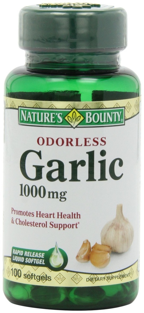 Naturens Bounty Garlic Extract 1000 mg, 100 Rapid Release Softgels (Pack of 6)