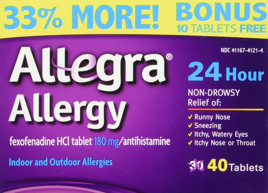 Allegra Allergia 40 tablettia (Bonus Pack - 33% lisää) 24 tunnin suoja - Non Drowsy