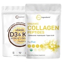 Mikro-aineet D3-vitamiini 10000 iu + K2 200 mikrog Coconut Oil Softgels & Organic Collagen Peptides Powder Bundle 2 pakkaus 
