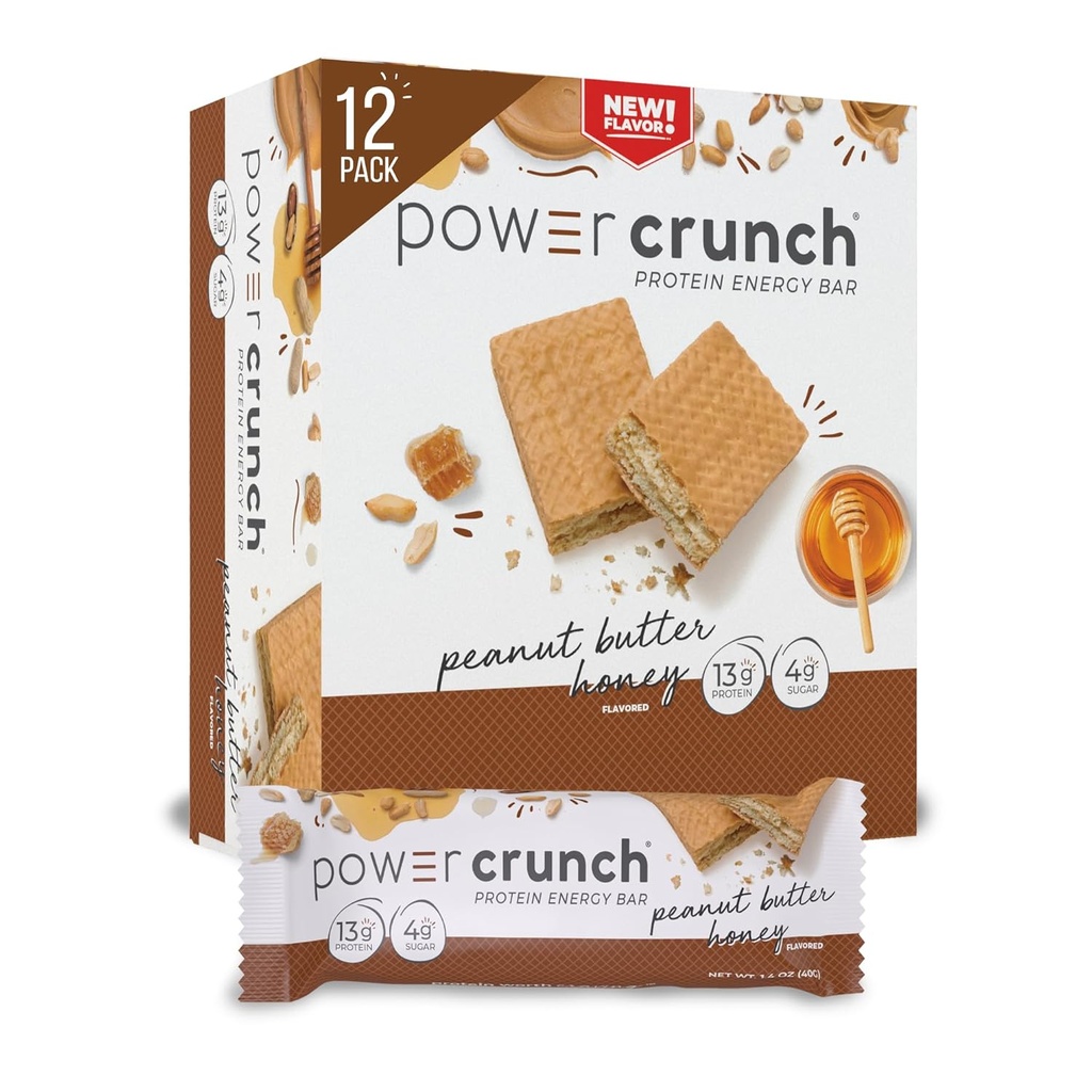 Power Crunch Protein Wafer Bars, Korkea Proteiini Välipalat herkullinen maku, maapähkinävoihunaja, 1.4 Ounce (12 kreivi)