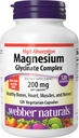 Webber Naturals Magnesium Glycinate Komplex 200 mg, 120 Vegetariska kapslar, Hög Absorption Formel, Stöder Bones, Hjärta, Muskler & Nerves, En-per-Day, Vegan, Ny Label!