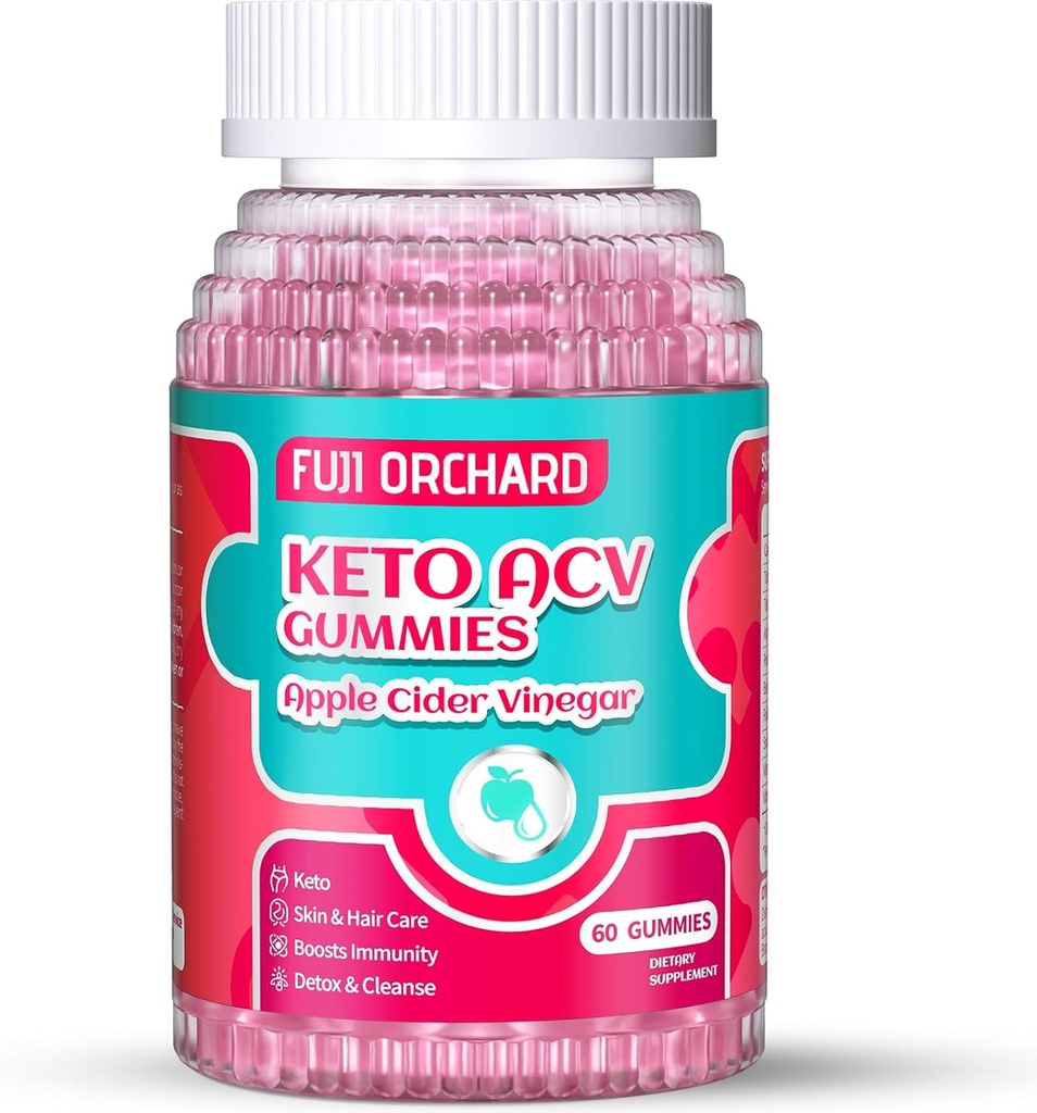 Keto ACV Gummies for Weight Loss - Delicious 1500MG Apple Siideri Viinietikka äidin, Probiootit, vitamiinit B6 & B12, Vegan & non-GMO - tukee aineenvaihduntaa ja rasvaa Burn naisille, 60 Vegaani