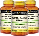 Mason Natural Cascara Sagrada 450 mg, rohdosvalmiste normaaliin Ruoansulatuskanavan tuki, 100 Caplets (Pack of 3)