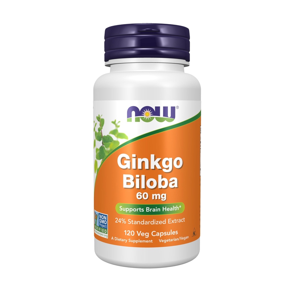 NYT elintarvikkeiden lisäravinteet, Ginkgo Biloba 60 mg, 24% Standardoitu uute, ei-GMO-projekti todennettu, 120 Veg kapselia