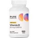 PureFormulasin D3-vitamiini 1 000 IU 25 mikrog - Premium D- vitamiinin täydentää terveeseen luun muodostukseen, hampaat, kardiovaskulaarinen terveys, ja immuunituki ei- gammageeninen - 100 kreivitablettia