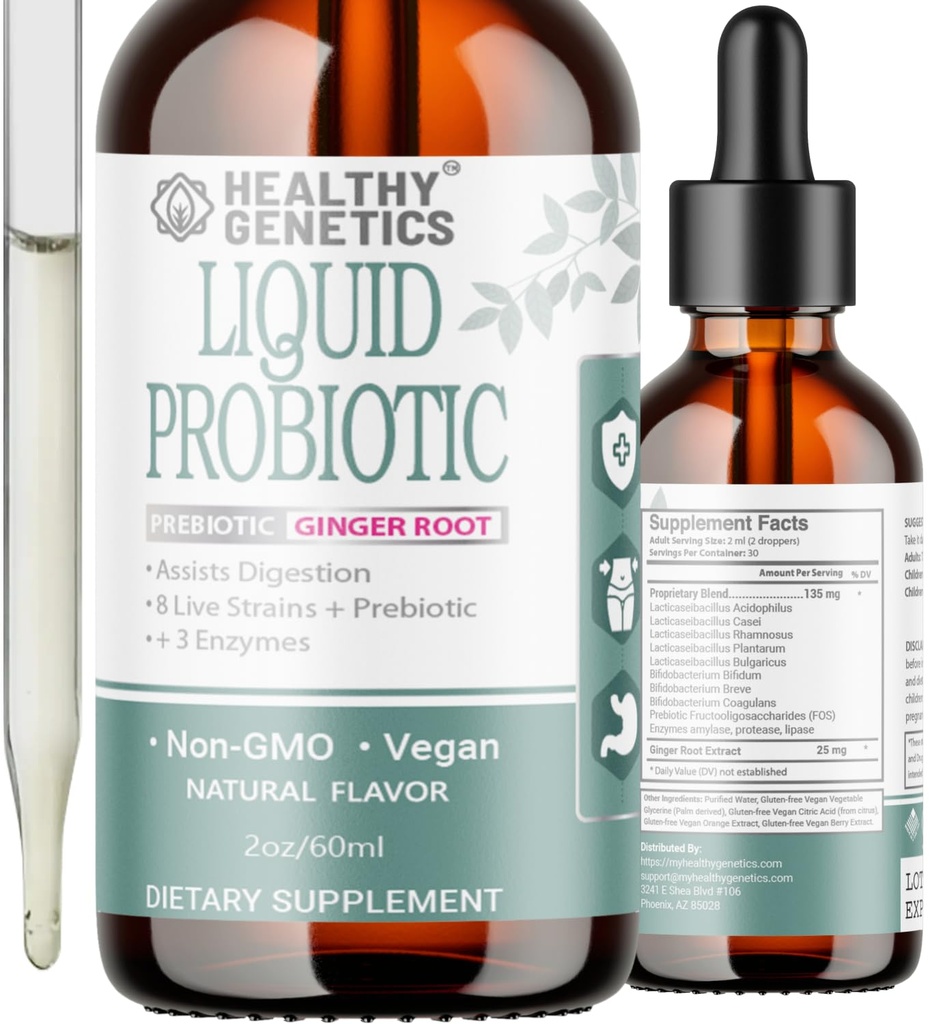 Liquid Probiotics for Women Men & Kids ... Prebiootti + inkivääri + Probiootit for Digestive Health...