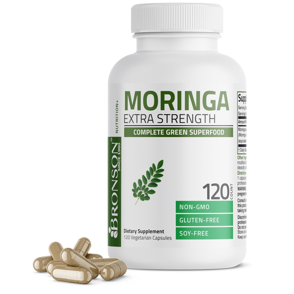 Bronson Moringa Extra Strength kapselit Moringa Oleifera Powder, 120