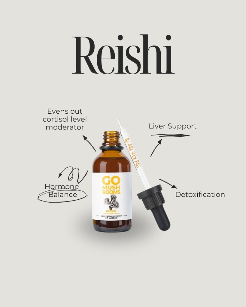 Reishi Mushroom Tincture Supplement - Kaksoispoistettu hedelmää elin tukemaan lepoa ja rentoutumista - 2 fl oz (60 tarjoilua) *