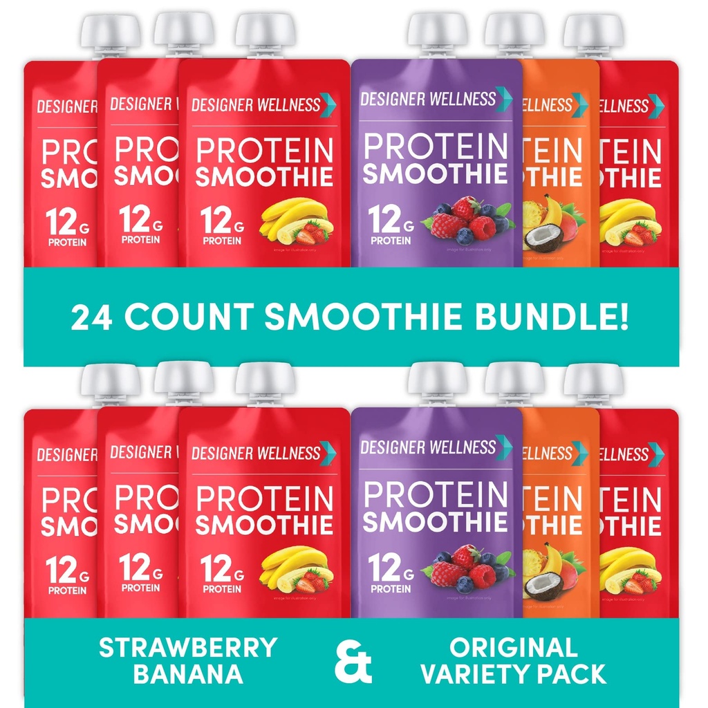Designer Wellness Protein Smoothies Variety Pack and Mansikkabanaani Banana Bundle