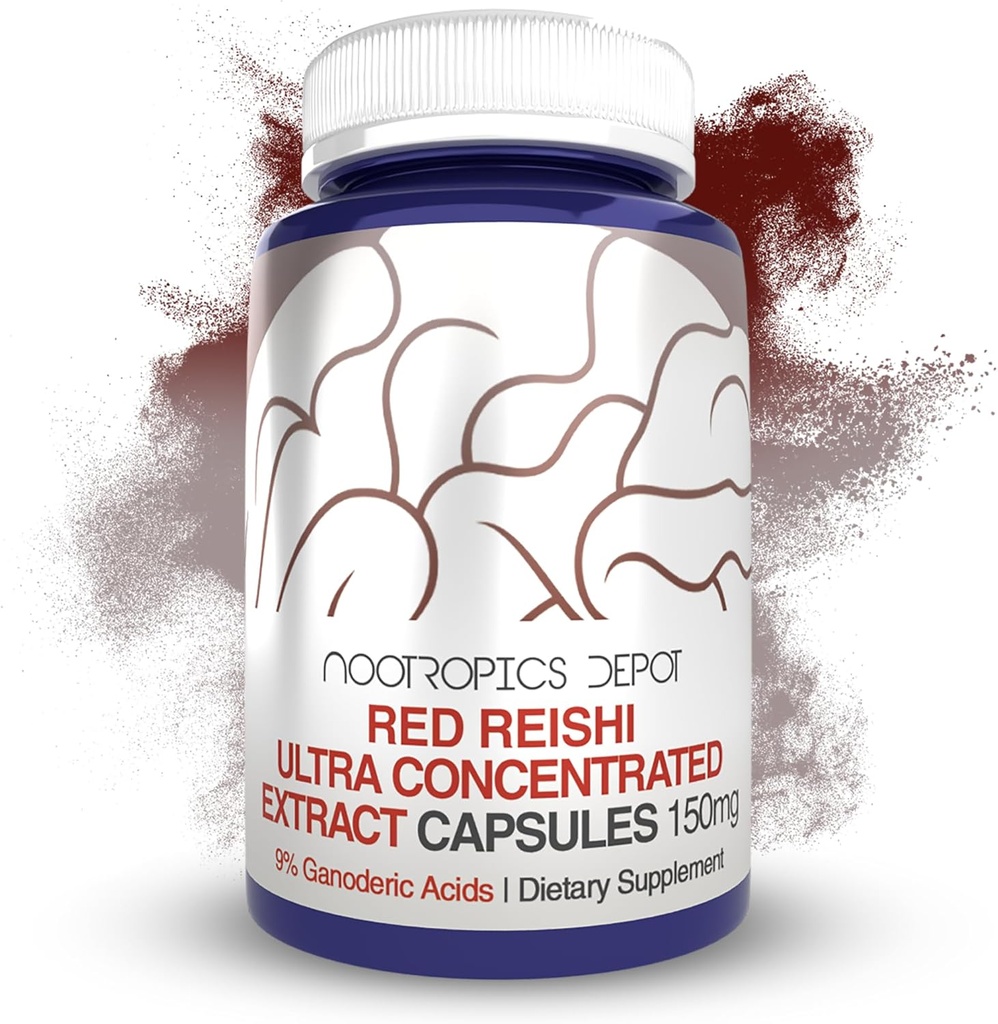 Nootropics Depot Red Reishi Sienikapselit ...9% Ganoderic Acids ... 150mg 180