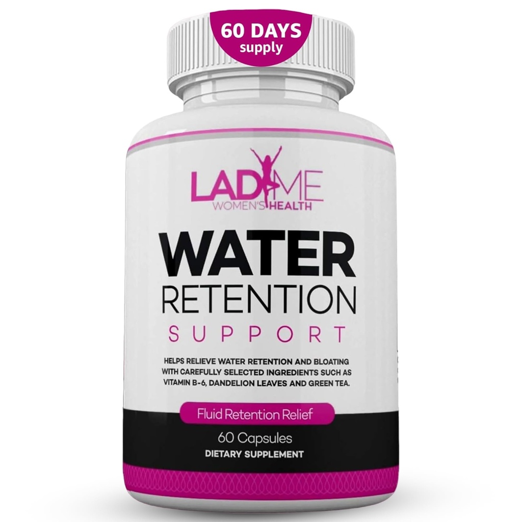 Vattenretention Piller för kvinnor Bloating Relief med vitamin B6, Dandelion & Green Tea Natural Diuretic för vattenavlopp, Bloating & Swelling Detox Capsules - 60 Caps (2 Månader Leverans) - av LadyMe
