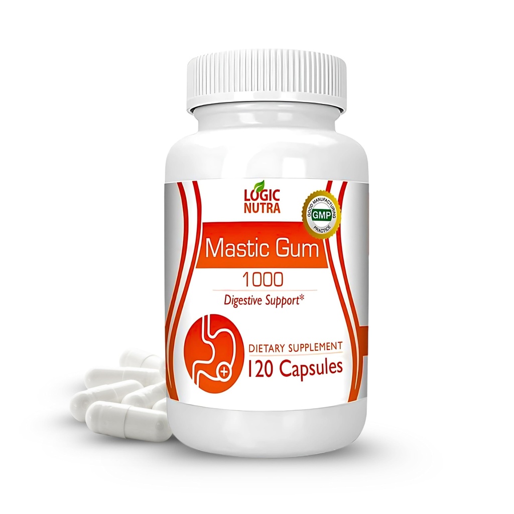 Premium Mastic Gum kapselit - Natural Gastrointestinal Support Supplement, 1000mg per Serving - 120 kapselia (1 pullo)