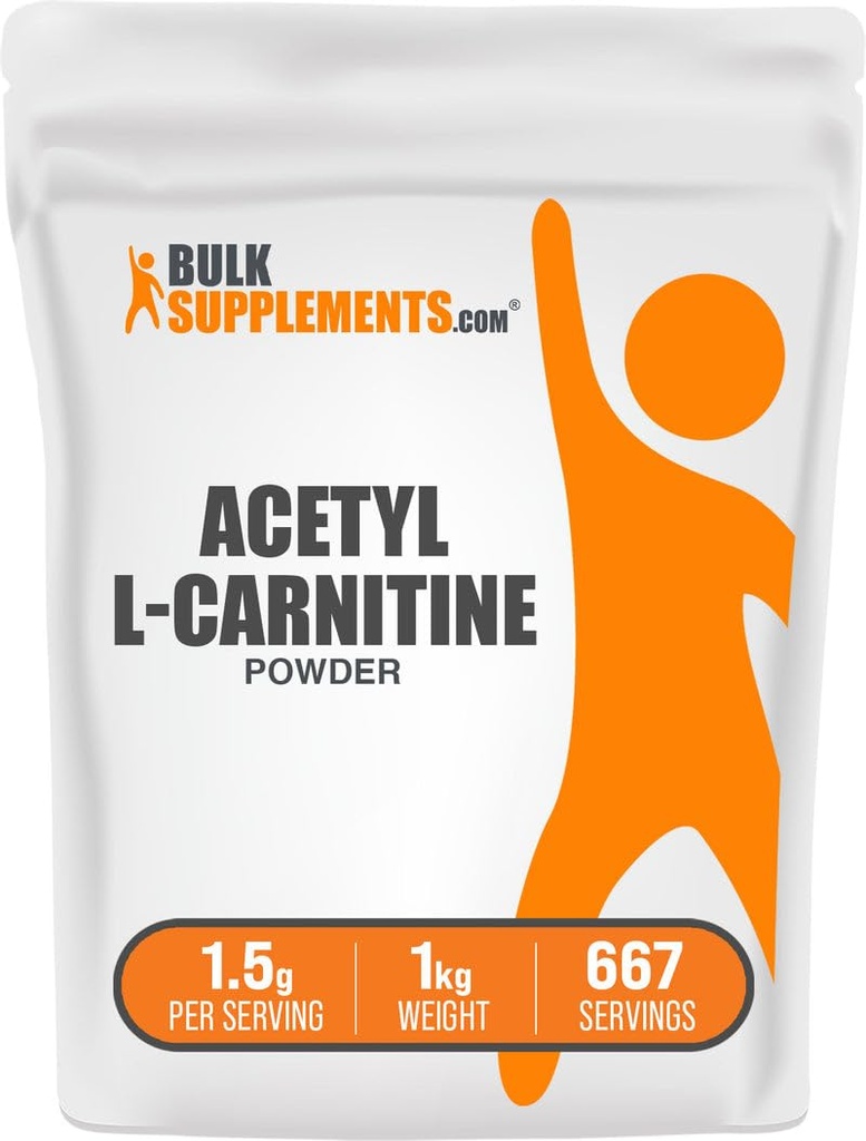 BulkSupplements.com Acetyl L-Carnitine Powder - kuten ALCAR HCl, Carnitine Supplement - Gluteeniton, 1,5 g per tarjoilu, 1kg (2,2 lbs) (pakkaus 1)