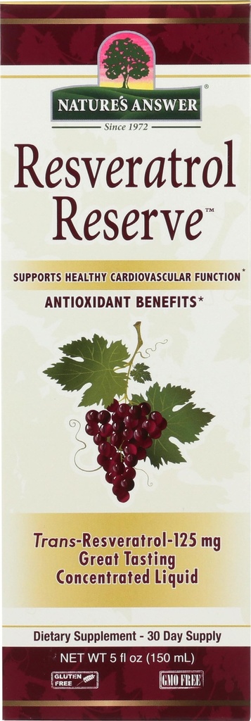 Naturens svar Alkoholfri Resveratrol Reserve 5oz Concentrated Liquid | Förpackad med antioxidanter | Främjar övergripande välbefinnande | Immunsystem Support | Enkel greve