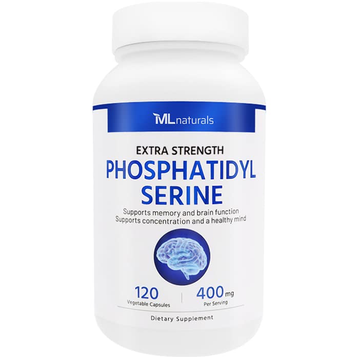 ML Naturals Fosfatidyyliseriini 400 mg (korkea annostus) 120 Vihanneskapselit. Tukee muisti- ja aivofunktiota, ei GMO:ita, NSF-sertifioitua & cGMP-komplianttia