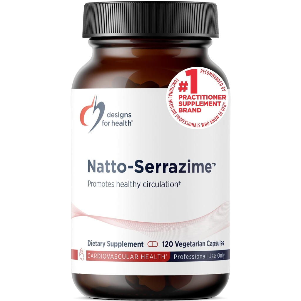 Designs for Health Nattokinaasi Serrapeptidaasi - Natto- Serrazime + Proteolyyttiset Enzymet - Suunniteltu tukemaan tervettä Circulatory System + Immuno Health - non-GMO-supplement (120 kapselia)