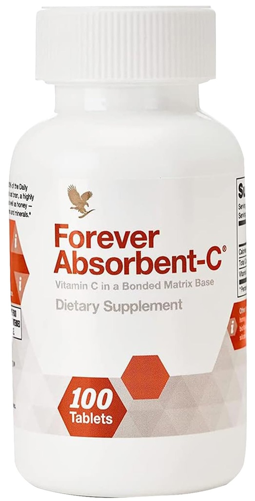 Ikuisesti Living - Absorbend-C, Orange and Honey Flavor, C-vitamiinilisä kauralese, Immuunituki, ihon terveys, 1 pullo (100 tablettia)