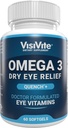 Omega 3 Dry Eye lisäravinteet EPA ja DHA - VisiVite Dry Eye Relief Qunch+ Silmävitamiinit kuiville silmille Omega 3 täydennysosa - Kuivat silmä vitamiinit Valmistettu Omega 3 kalaöljy - 60 Softgels.