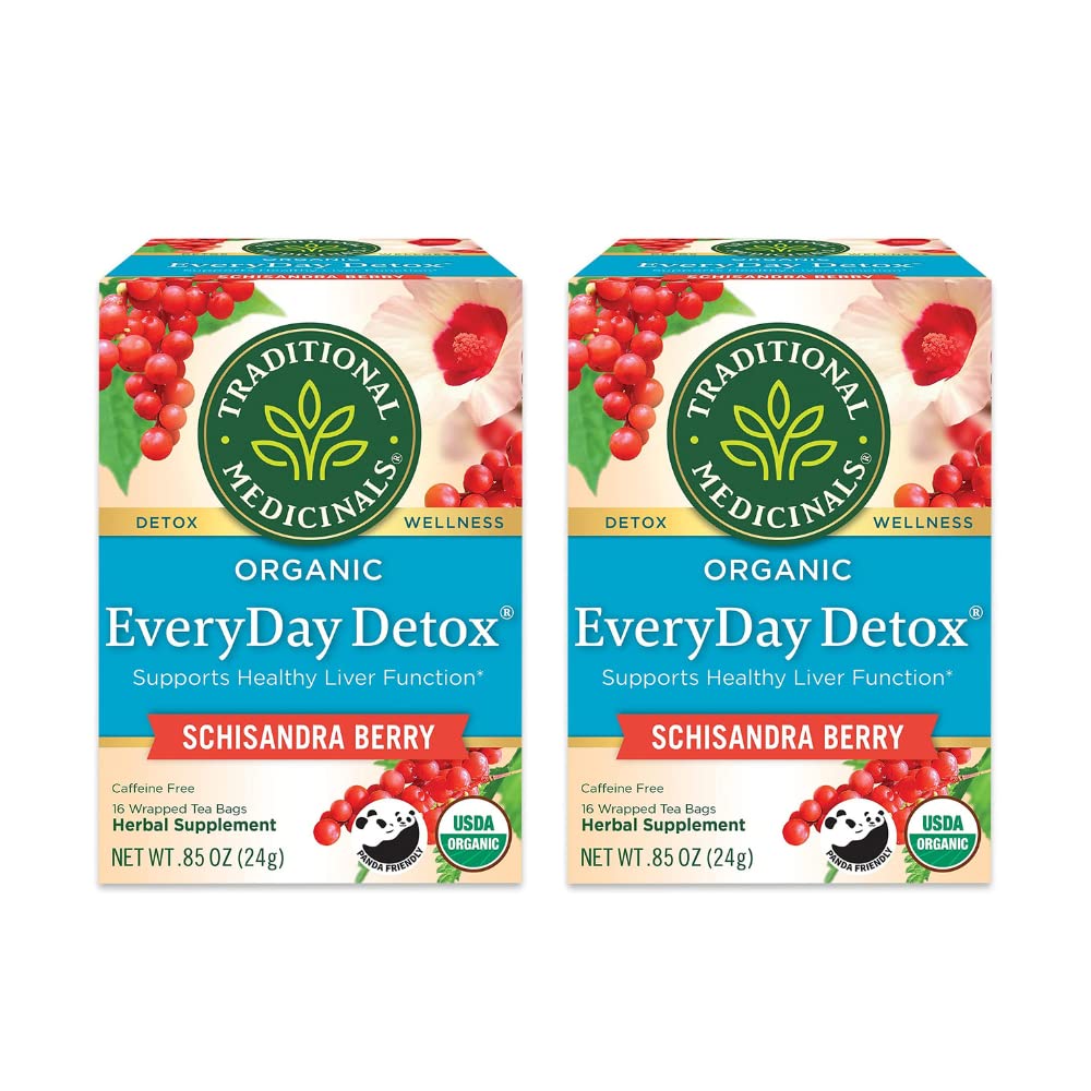 Perinteiset lääkkeet Organic EveryDay Detox Schisandra Berry Herbal Tea, tukee terveellistä maksan toimintaa (16.