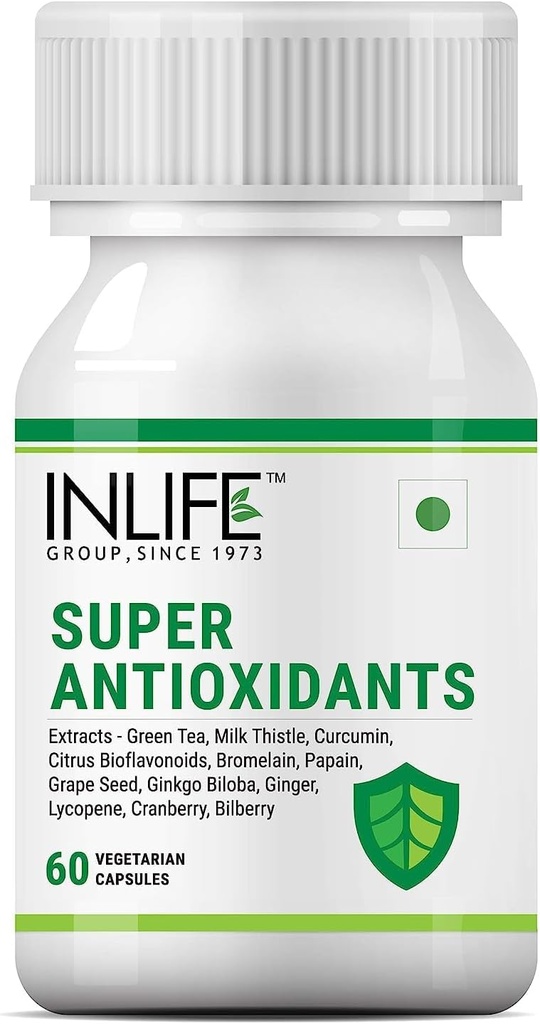 Sheltr Super Antioksidantti Supplement Lykopeeni, Vihreä Tee, Maito Thistle, Kurkuma, Rypälesiemen, Ginkgo Biloba, Inkivääri, Karpalo, Mustikka, Alpha Lipoic Acid, Lutein, Zeaksantiini - 60 kapselia (Pack of 1)