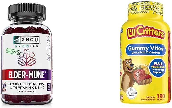 ZHOU Nutrition Elderberry Gummies & L'il Critters Gummy Multivitamiini, 60 & 190 Gummy
