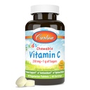Carlson - Kid's Chewable Vitamin C, 250 mg, 1 g sockerarter, immunstöd och optimal hälsa, antioxidant, Tangerine, 60 vegetariska tabletter