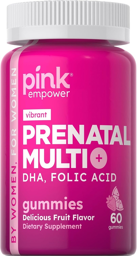 PINK Prenatal vitamiineja 60 Gummy DHA ja Foolihappo .