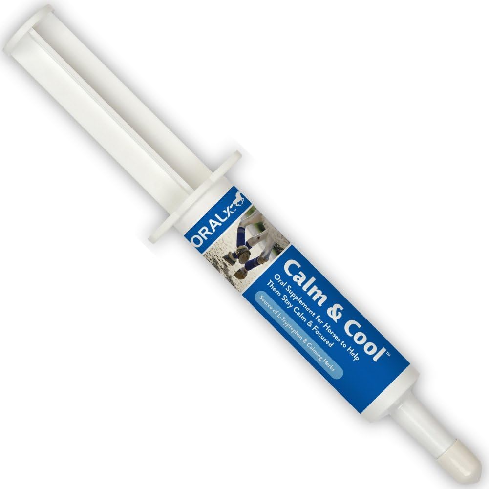 Oralx Rauhoitu ja viileä hevosille. Calming Paste Formulated with L-Tryptofan & Herbal Otteita. Auttaa pysymään rauhallisena, keskittyneenä tapahtumien ja kuljetusten aikana. Helppoa. Valmistettu Yhdysvalloissa