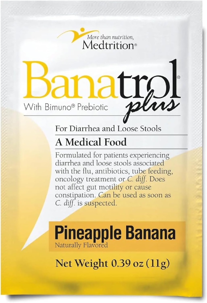Banatrol® Natural Anti-Diarrheal prebiootit, helpotus kroonisesta ripulista, IBS, toistuva ripuli, kliinisesti tuettu lääketieteellinen ruoka, ei-kosteuttava, 25 tarjoilua (Pineapple)
