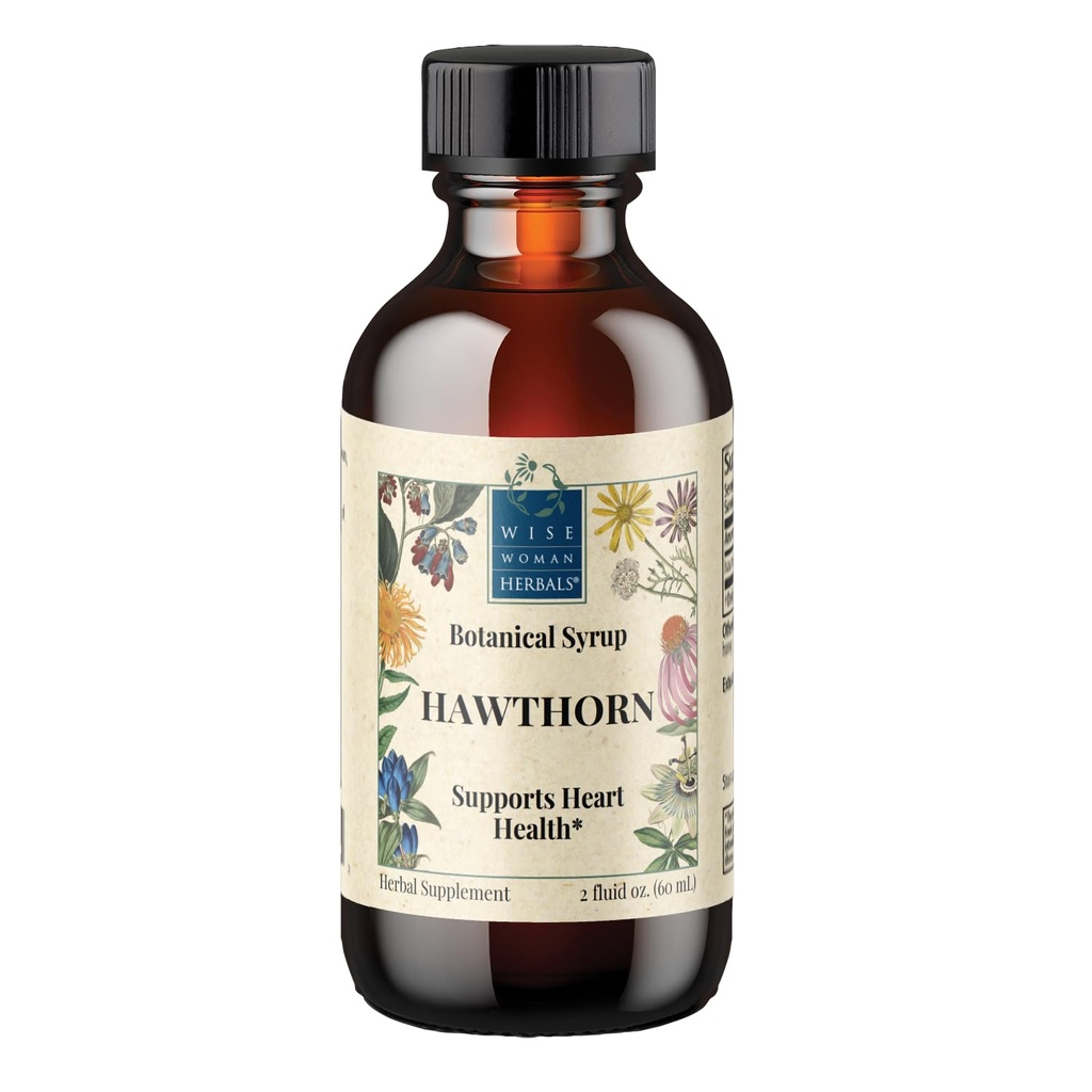 Wise Woman Herbals Hawthorn Berry Solid Extract 4:1, Alkoholfri extra styrka, främjar hälsosam cirkulation, antioxidantskydd, Herbal Cardiovascular Support, 2 Fl Oz