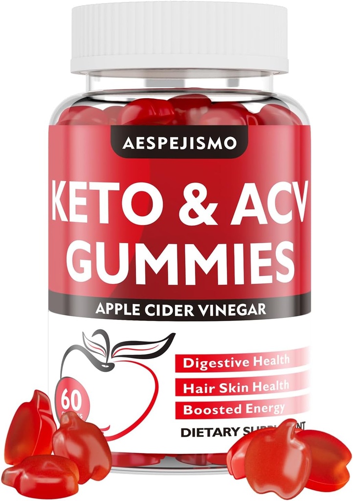 Keto ACV Gummies - Apple Siideri Viinietikka Gumies with B12 for Energy & Wellness, 1500mg, Tukee Ketosis, naisten ja miesten, Vegan, Gluteeniton, 60 Gummies