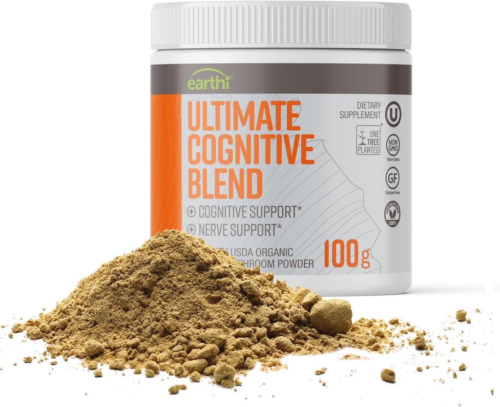 Perimmäinen sieni täydentää, Organic Lion's Mane Powder for Cognitive Function, Mieliala, Immuness & Wellness Support, Mauttomat ja Odorless, 100g