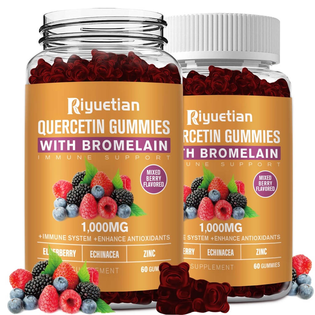 Bromelain, med Zink, vitamin C, Elderberry för Lung Immune Support Supplement för barn vuxna, kardiovaskulär, Åldrande stöd tuggbara vitaminer, Vegan, 120 greve