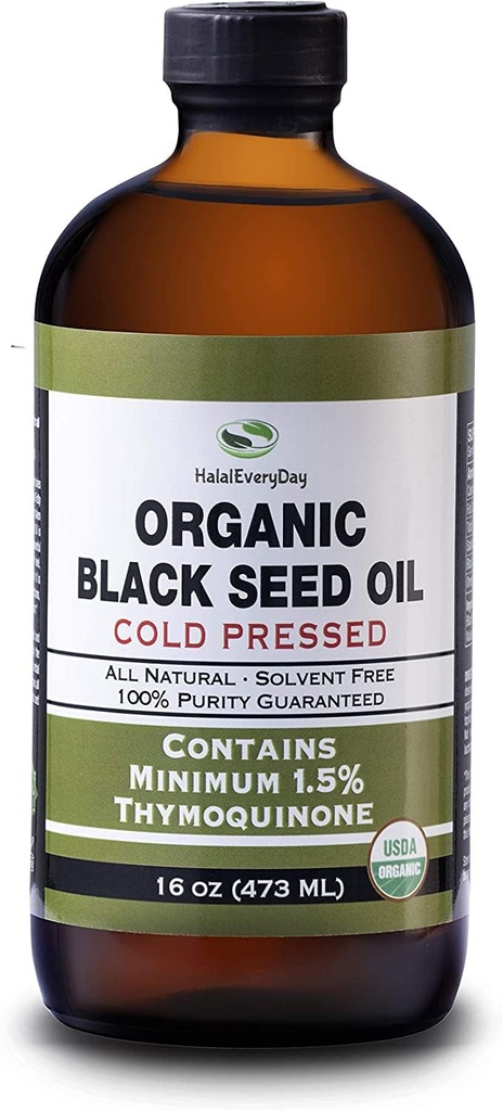 Organic Black Seed Oil - USDA Certified Cold Pressed Glass Bottle Yli 1,5% Thymokinoni 3X vahvuus Turkki Musta Cumin Nigella Sativa ei-GMO 100% puhdas Mustasiemenöljy (32oz lasi (2X16) pullo