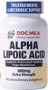 Alpha Lipoic Acid 600mg 120 Caplets - Nerve Sciatica Perifeerinen neuropatia Tuki - Gluteeniton, Vegaani & ei-GMO aikuisille