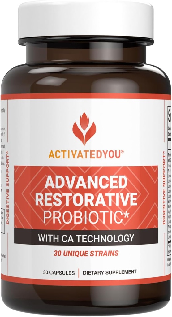 ACTIVATETYOU Advanced restoratiivinen probiootti päivittäiseen käyttöön - 30 kanta Ruoansulatuskanavan terveys ja immuunitoiminta Tuki- Acidophilus supplement for Radiant- Looking Skin (30 kapselia)