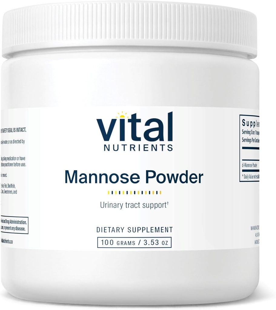 Vital Nutrients Mannose Powder 100g | Vegan D-Mannose Supplement för Urinary Tract and Bladder Support | Gluten, Dairy, Soy Free | Non-GMO | 50 Servings