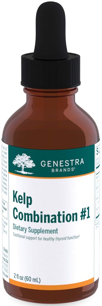 Genestra Brands Kelp Combination #1 | Innehåller Bladderwrack, Borage, Skullcap, American Ginseng och Eleuthero | 2 fl. oz.