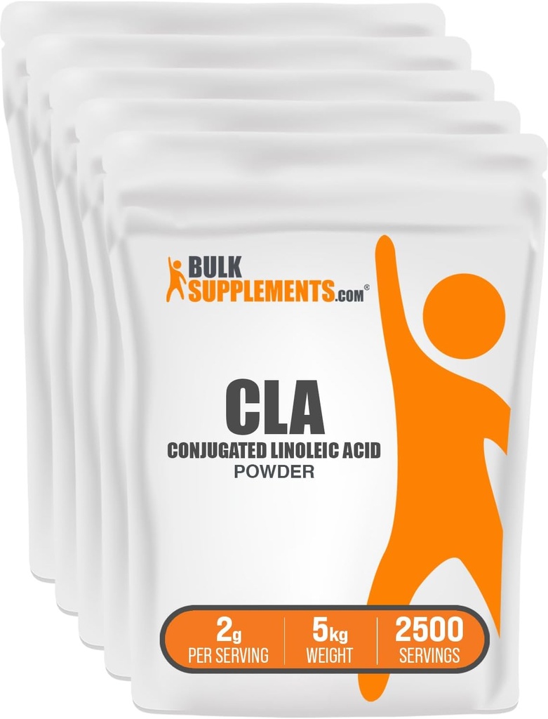 BulkSupplements.com Conjugated Linoleic Acid Powder - CLA Supplement, Nutritional Supplement - Gluteeniton, 2g per Serving, 1kg (2,2 lbs) (Pack of 5)
