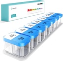 Daviky Large Pill Organizer 2 Times a Day - XL Pill Box 7 Day, Big Vitamin Holder med 7 Detachable AM/PM Compartments, Big Supplement Container för Weekly eller Daily Use (Blue)