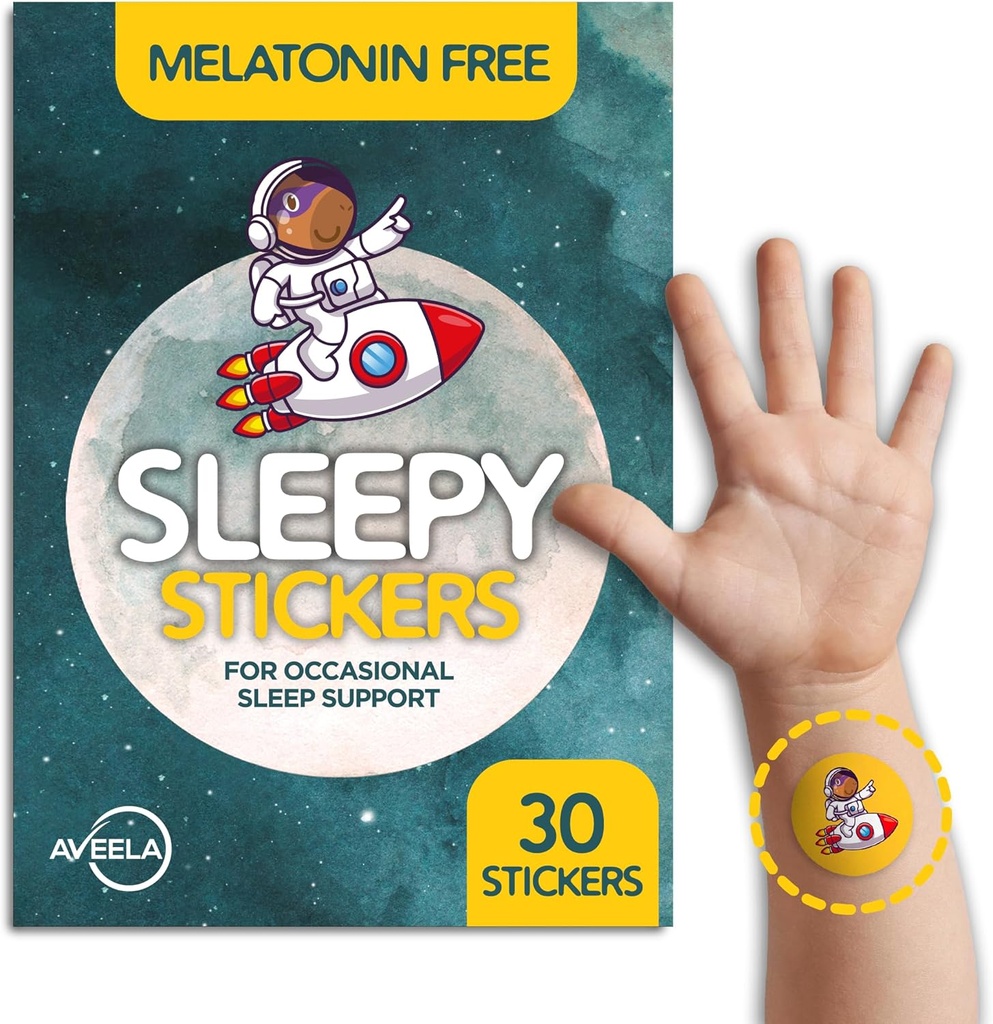 AVEELA Sleepy Stickers Melatoniini ilmaiseksi lapsille ja aikuisille (30 pakkaus) Unilaastarit lapsille, luonnollinen ja sokeriton.