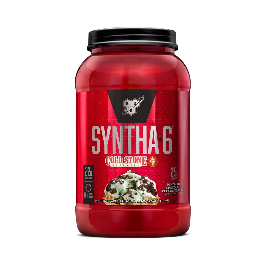 BSN Syntha-6 Whey Protein Powder, Cold Stone Creamery- Minttu minttusuklaa suklaa Chip Flavor, Micellar Casein, Milk Protein Isolate Powder, 25 tarjoilua