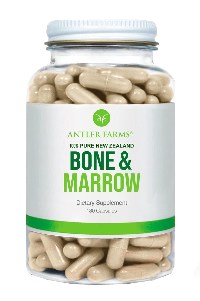 Antler Farms - 100% Pure Uusi-Seelanti Bone & Marrow, 180 kapselia, 750mg - Grass Fed, Pasture Raised koko luun uute, kylmä käsitelty, terveitä välttämättömiä rasvoja, kantasolut, kollageeni, kalsium