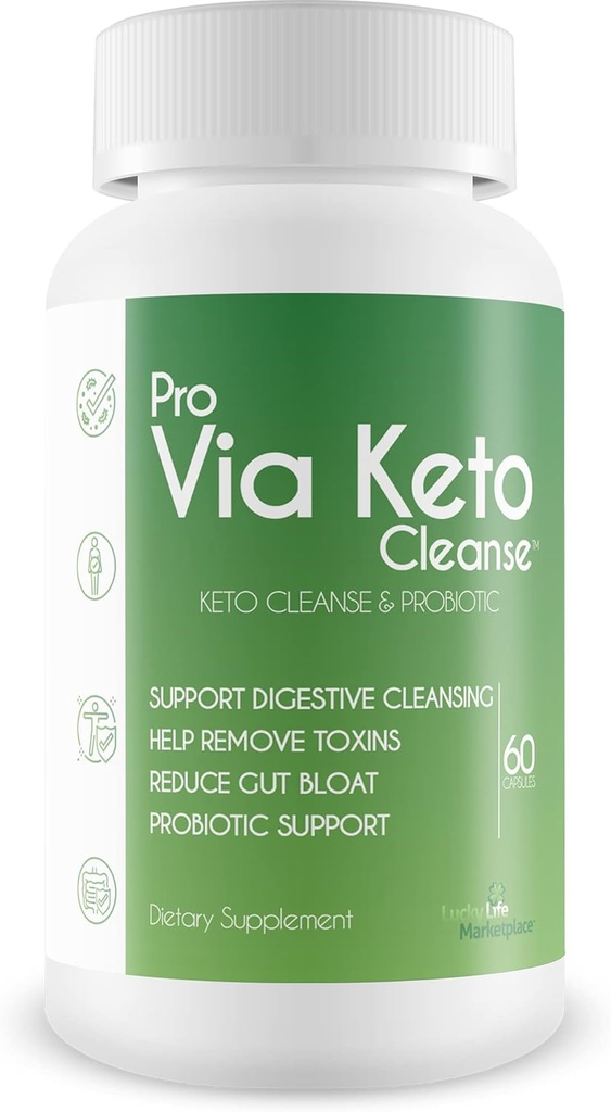Pro Via Keto Cleanse - Auta poistamaan toksiinit ja epäpuhtaudet - Plant-Based Natural Keto Cleanse Probiotic Support - Tuki Ruoansulatuskanavan puhdistus & Subject Gut Bloat - Tuki Jätteiden poisto ja puhdistus