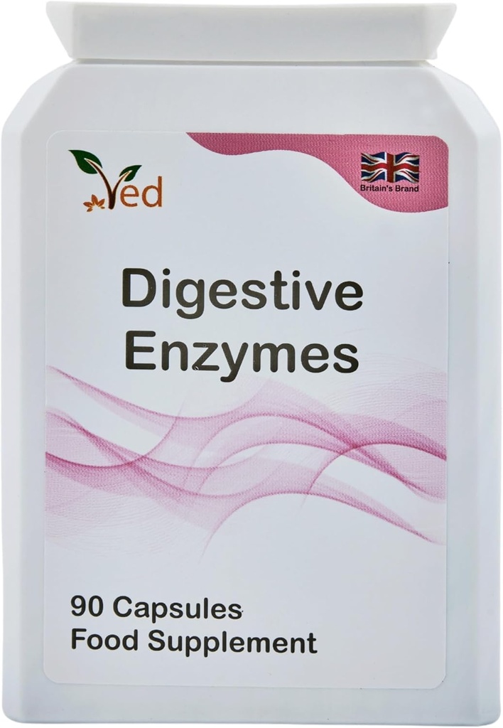Ved Digestive Enzymes, Comprehensive Food Intolerance Complex, Targets Multiple Intolerances Inklusive Gluten, Laktos & Casein, 90 Vegan Capsules (45 Days Supply)