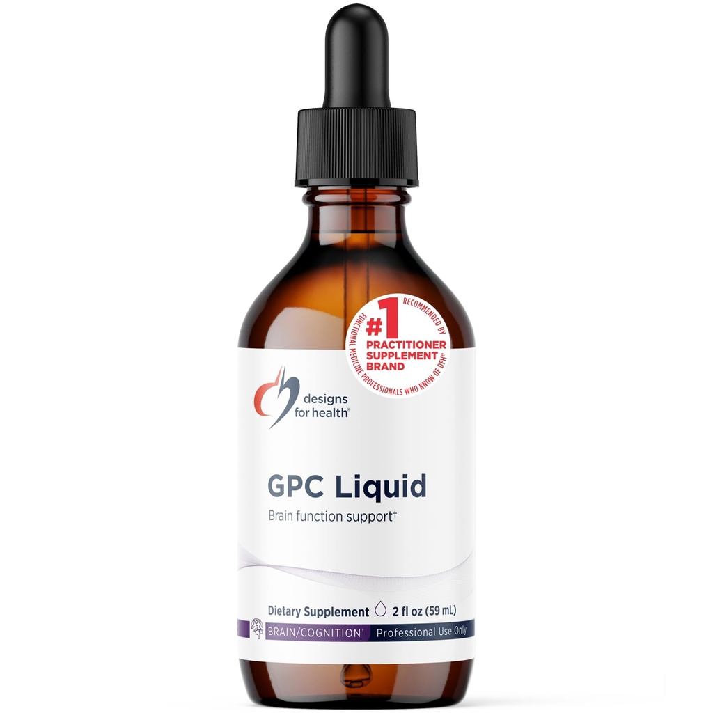 Designs for Health GPC Liquid Drops - 600mg Soy Free Alpha Glycerophosphocholine Supplement, Non-GMO GPC Choline från Sunflower Lecithin - Stöder hälsosam hjärnfunktion (30 portioner / 2oz)